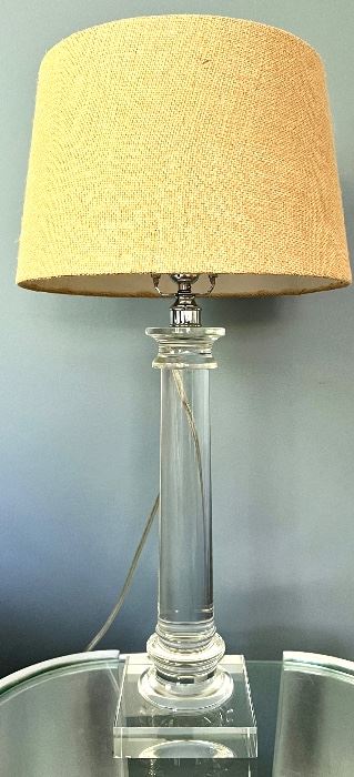 (2) Glass Lamps with Burlap Shade