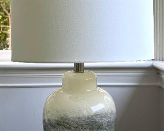 (2) White Lamps with Grey Swirl & Acrylic Base