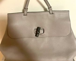 Large Gucci Satchel Bag with Bamboo Twist Closure