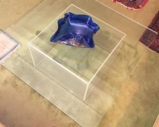 MCM Lucite Coffee Table with Thames Glass Bowl