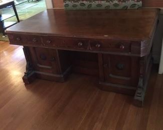 Antique Victorian Walnut Office Desk