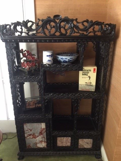 Antique Carved Asian Display Cabinet