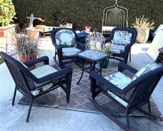 One set of patio furniture; very good for relaxing.