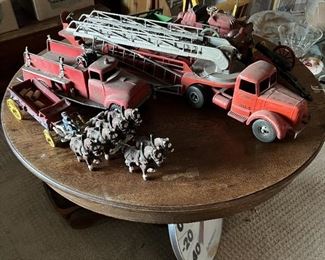 Antique fire engine toys.