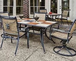 Cast iron patio set with 4 patio chairs total (incl 2 swivel chairs)