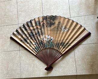 Wood and Hand painted Decorative Fan