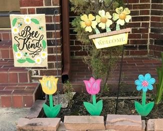 Many out door signs (iron, wooden, etc), flags, wreaths and more!