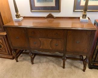 #12	Ant. Buffet w/2 doors & 2 drawers, 60x20x36 w/front carved	 $175.00 
#13	Pair of Buffet Lamps - Heavy Brass w/Marble Base Lamps - 35" Tall	 $100.00 
