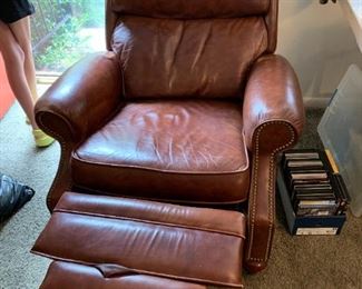 #20	Brown Leather Wingback Recliner w/nailhead Trim (as is finish)	 $175.00 
