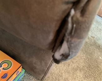 #21	Rowe Olive Green Microfiber Sofa (as is arm)- 7'L	 $30.00 
