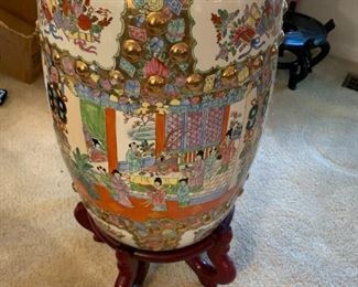 #62	White/Gold Painted Porcelain Table w/Wood Stand - not Marked - 26" tall	 $175.00 
