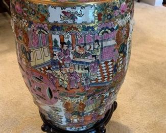 #63	Asian Painted Table w/Wood Stand - Marked - 26" Tall	 $225.00 
