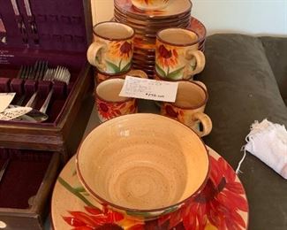 #73	Set of Pfaltzgraff - Evening (retired as is ) Sunflower - 26pc	 $175.00 
