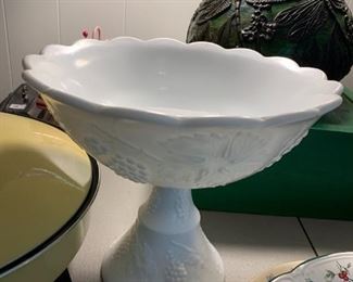 #74	Fenton Grape Vines White Milkglass Pedestal Compote	 $25.00 
