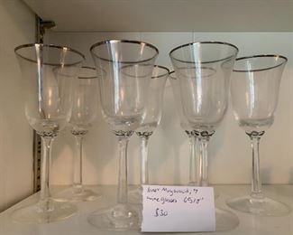 #78	Lenox Maywood 7 Wine Glasses 6 5/8"	 $30.00 
