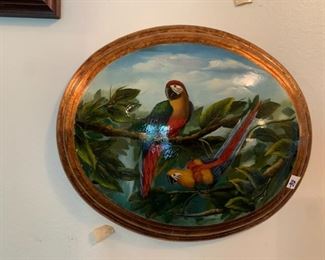 #90	Curved Ceramic Painting of 2 parrots 	 $40.00 
