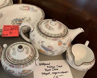 #116	Black Trimmed Wedgewood Kutani Crane - Tea Pot w/Sugar & Creamer	 $65.00 
