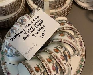 #120	Black Trimmed Wedgewood kutani Crane - 9 -  5 place settings	 $110.00 
