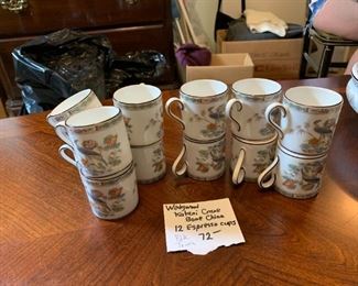 #123	Black Trimmed Wedgewood Kutani Crane - 12 expresso Cups	 $72.00 

