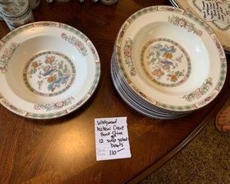#130	Black Trimmed Wedgewood Kutani Crane - 12 8" Soup/Salad Bowls	 $110.00 
