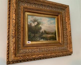 #141	Oil Painting of Swans w/Water & Trees in Gilded Gold frame - 20x15	 $40.00 
