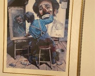 "Tribute to Rockwell" serigraph featuring Emmett Kelly, by Barr Leighton-Jones, 39 1/2" x 32 1/2", matted and framed, includes Certificate of Authenticity
