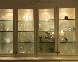 Closeup of Waterford and other crystal and collectibles