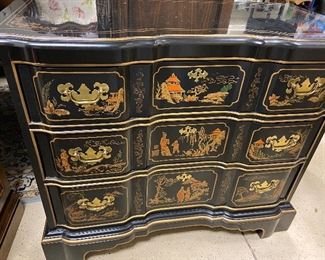 Chinoiserie Dresser with three drawers, with Mother-of-Pearl inlay, 38" wide x19" deep x31" tall
