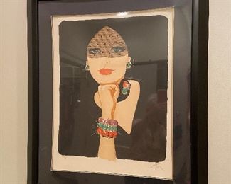 Rene Grua "La Voilette" #37/300, Italian lithograph, 37" H x 30 1/2" W