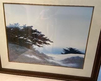 "Ocean Blue", unable to determine artist, 46" x 56" in rustic wooden frame