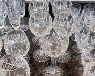 various Waterford crystal glasses