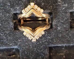 Diamond ring jacket in 14K yellow gold.  0.42 ctw of diamonds.  Size 5.25