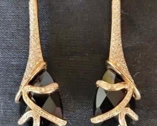 Onyx and Diamond Drop Earrings