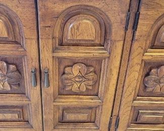 carved front detail on buffet