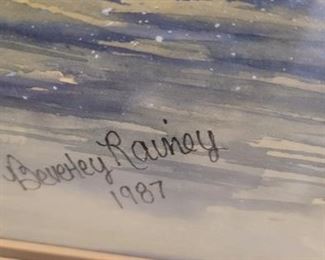 Beverley Rainey 1987 signed watercolor, Gloucester, VA, artist