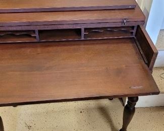 Antique Desk converts to a table with pull-out drawer, 32" wide x 18" deep