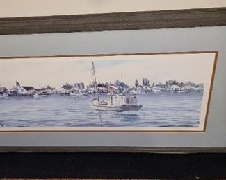 "Pearl Faye", signed Crockett '02 Tangier Island, VA #52/1000, also signed Willie C. Ardeth, 37" x 20" in gray wooden frame