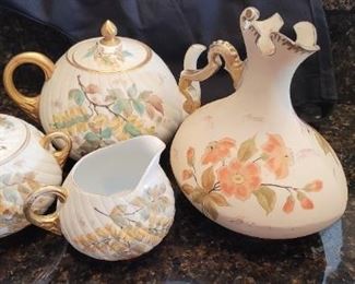 Antique 1895-1920's handpainted Rudolstadt Ware Germany, reverses colors on opposite side