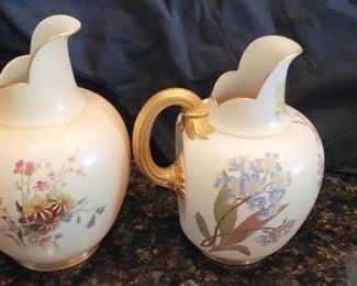 Victorian ewers with flat side