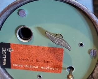 vintage Reuge label on Music Stein Pepper Mill