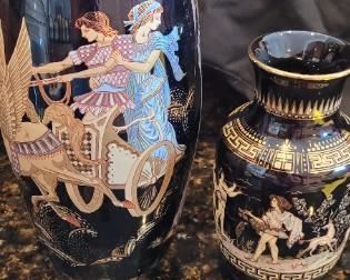 Manousakis Keramik handmade gold Rodos Greece vases