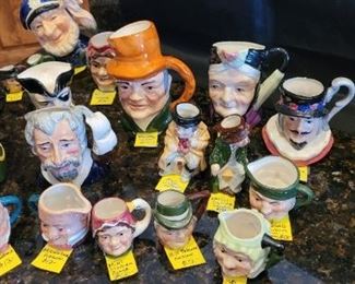 Vintage handpainted ceramic Toby Mugs by Artone England
