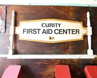 CURITY FIRST AID CENTER WOODEN SIGN