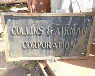EMB. BRASS COLLINS & AIKMAN SIGN