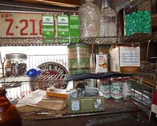 COUNTER RACK, JARS, TINS