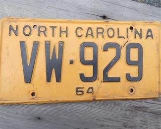 VW- 929 1964 NC TAG