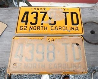 1962 NC LIC. TAGS