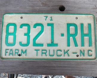 1971 FARM TRUCK NC TAG