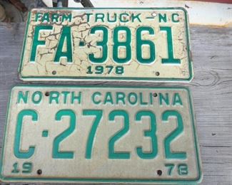 1978 NC TRUCK AND CAR TAGS