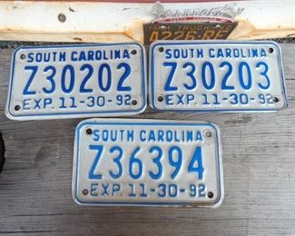 1992 SC LIC. TAGS